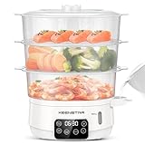 Keenstar Electric Food Steamer, 13.7QT Vegetable Steamer with 3 Tiers BPA-Free Baskets, Digital Steamer with Appointment and Timer, 800W...