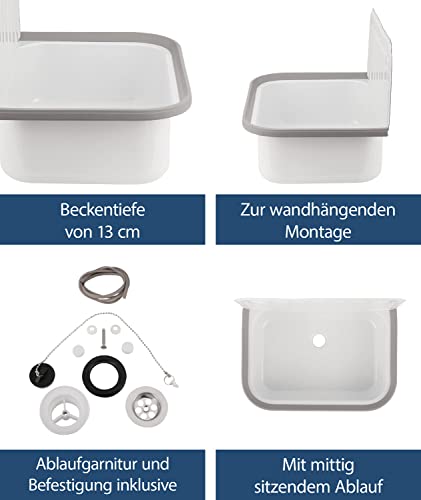 Sanitop-Wingenroth Mit Ablaufgarnitur und Spritzschutz Für die Wandmontage Stahl in weiß 04208 6