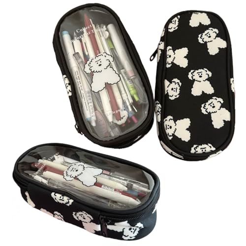Cute Puppy Japanese Pencil Case Clear Case Large Capacity Canvas PVC Aesthetic Pen Holder Pencil Pouch Box