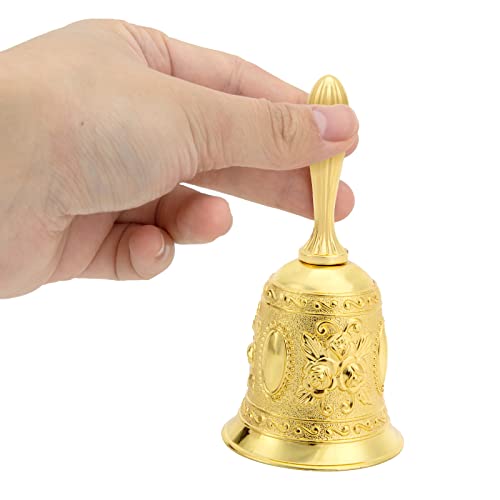 Domestar Golden Hand Bell, Engraved Bell Call Bell Handheld Bell For Wedding, School, Christmas, Alarm And Bedridden #TOP3