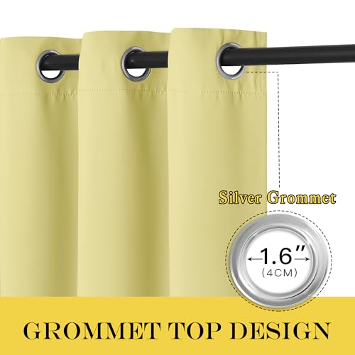 NICETOWN Blackout Short Curtain 63 inches Long for Windows, Thermal Insulated Curtain Grommet Room Darkening Window Treatment for Bedroom/Living Room, 1 Panel, W46 x L63, Paler Yellow