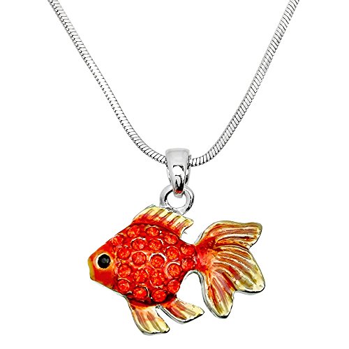 DianaL Boutique Enameled Goldfish Pendant Necklace 17