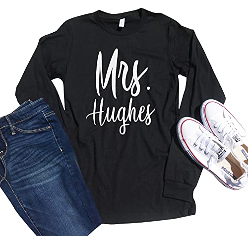 Mrs Last Name Long Sleeve Shirt/Long Sleeve Mrs Shirt/Cute Bride Shirt/Custom Mrs Shirt/Personalized Mrs Long Sleeve/Honeymoon Tee Shirt Long Sleeved