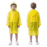 FACHOI Rain Coats for Kids, Waterproof Rain Poncho, EVA Clear Rain Poncho with Hood and Button, Portable Raincoat Rain Resistant Poncho for Camping, Emergency Situations, Travel F4-ETYY