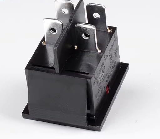 Soken RK1-01 4-Pin 2-Position Rocker Switch with Black/Red Indicator Light - 16A High Current, Silver-Plated Contacts for Welding Machines, Meat Grinders, and Industrial Equipment