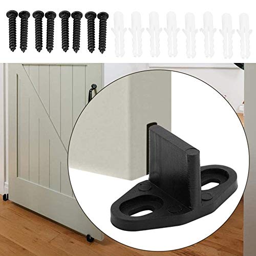 Mirrwin Schwerlast-Bodenführung Bodentür Führung Schiebetür Bodenführung Mit Schrauben Schwere Bodenführung Schiebetür Bodenführung Passend für Scheunentor Holztür Schranktür 4 Stück Schwarz