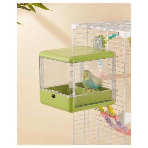 Badehaus für Vogelkäfig, Hängende Vogelbadewanne, Duschbox, Schüssel, Vogelkäfigzubehör, geeignet für kleine und mittelgroße Vögel, Papageien, Unzertrennliche, Finken, Sittiche, Mannikin (Grün)