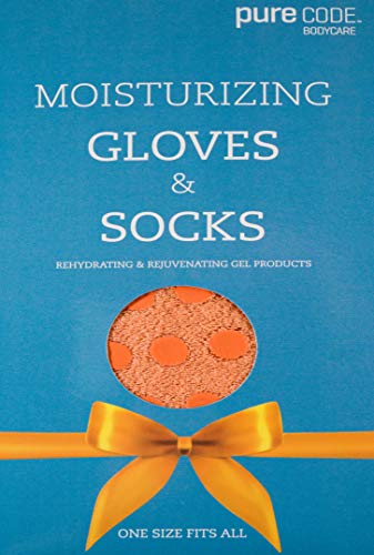PURECODE Gift Set, Moisturizing Gel Gloves + Moisturizing Gel Socks + 100% Pure Organic Argan Oil - Made in USA for dry hands and feet