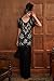 BABEYOND Women's Flapper Dress 1920s V-Neck Evening Gown Sequin Beaded Maxi Dress for Wedding Black Silver