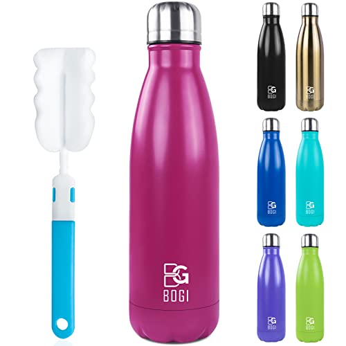 Image of BOGI 17oz Insulated Water Bottle Double Wall Vacuum Stainless Steel Water Bottles, Leak Proof Metal Sports Water Bottle Keeps Drink Hot and Cold - Perfect for Outdoor Sports Camping Biking (Hot Pink)