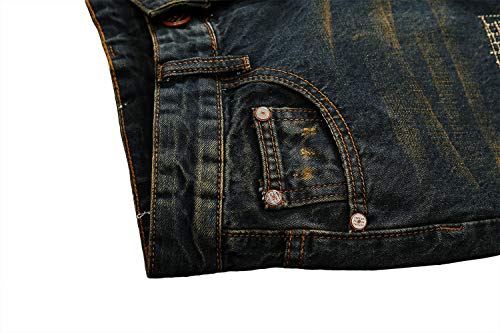 Men's Casual Classic Vintage Slim Fit Ripped Distressed Straight Fit Jeans3