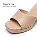 DREAM PAIRS Women's Platform Block Heel Mule Sandals, Square Toe Ankle Strap Slip On Comfortable Heeled Sandals for Party Wedding Shoes,Size 8,Nude,SDHS25006W