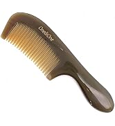 One&One Fine tooth Comb - 100% Natural Ox Horn comb - Horn hair Comb with handle(6.5-7.0''Long)