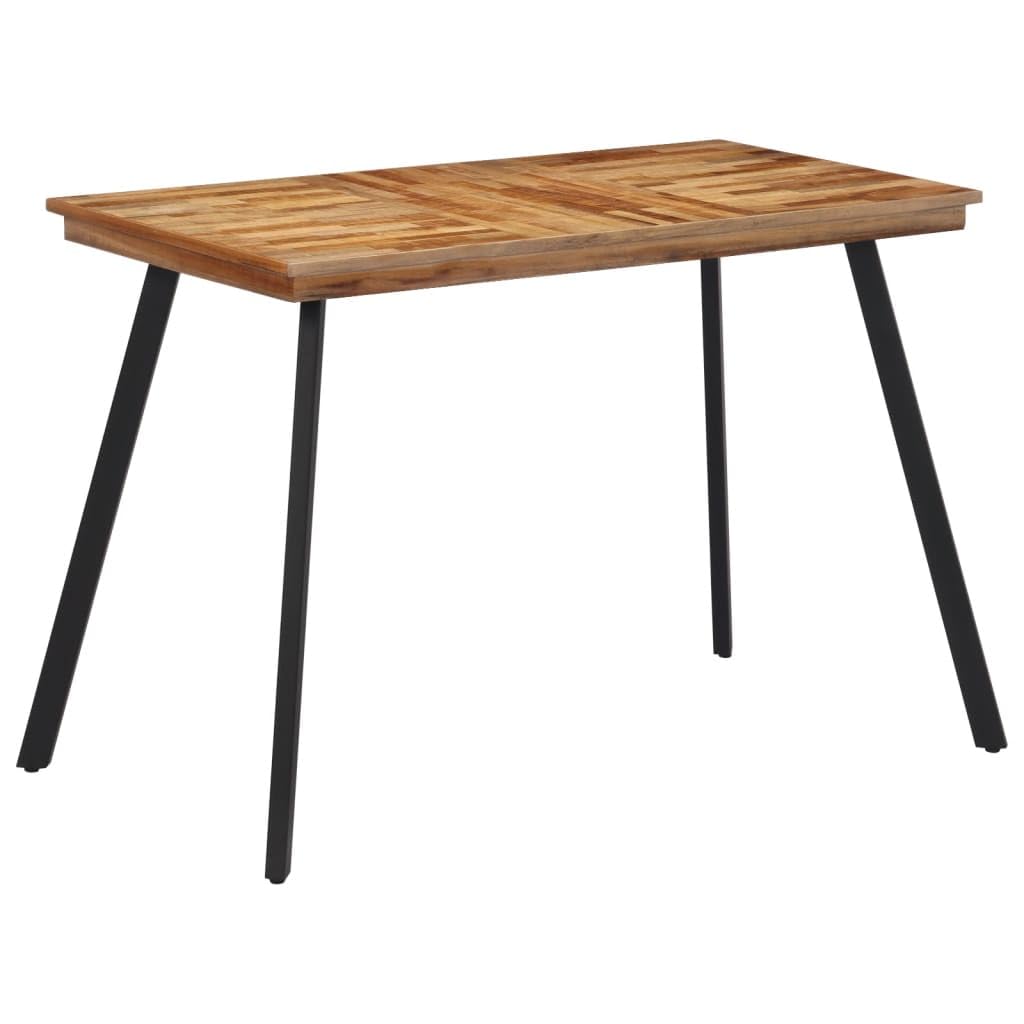 Generico Tavolo da Pranzo Rettangolare 120x62x76 cm in Legno Massello di Teak con Telaio in Ferro Nero, Piano Robusto per Cibo e Bevande, Sala da Pranzo o Cucina