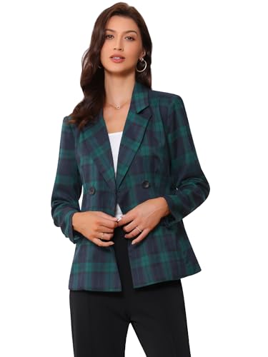 Allegra K Women's Notched Lapel Double Breasted Work Formal Blazer Jacket