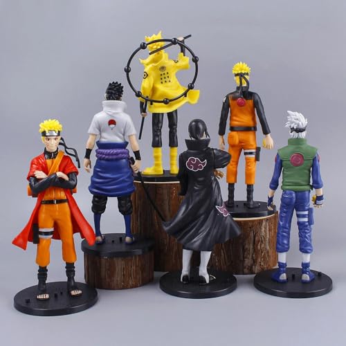 Image of Naruto Action Figure Set of 6 Anime Action Figures Toys, 16 cm Detailed PVC Shippuden Characters for Kids & Collectors, Desk Home Car Display Gift (Naruto Set of 6)