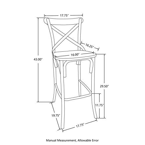 Glitzhome 43" H Rustic Steel Bar Stool With Solid Elm Wood Seat And Back Support Kitchen Bar Height Stool Chairs, Set Of 2 #TOP1