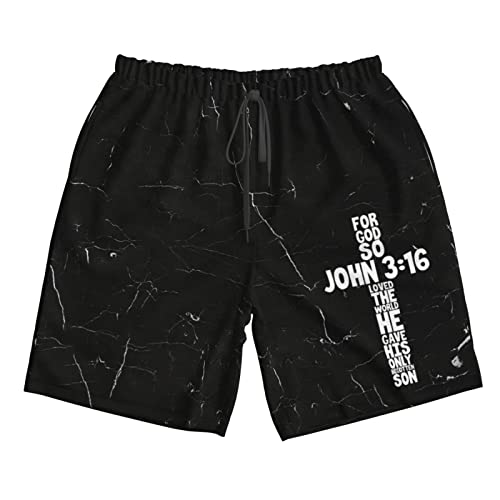 for God So Loved The World John 3：16 Christian Gifts Men's Shorts Casual Classic Fit Drawstring Summer Beach Shorts White4
