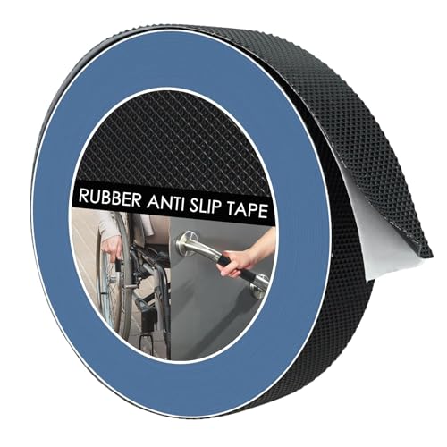 Nastro antiscivolo in gomma, ultra sottile, forte adesivo, antiscivolo, impermeabile, per cuscini, attrezzi, maniglie, progetti fai da te, presa sicura con texture migliorata (nero, 2,5 cm x 5 m)
