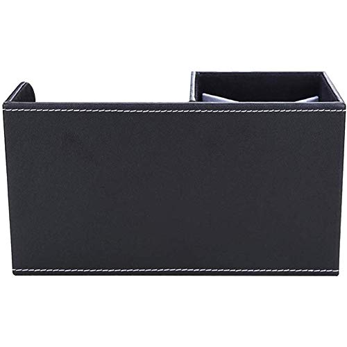 Kingfom Desk Organizer Office Supplies Caddy Pu Leather Multi-Function Storage Box Pen/Pencil,Cell Phone, Business Name Cards Remote Control Holder With Small Drawer Black #TOP6