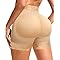 DERCA Padded Underwear for Women Butt Lifting Shapewear Booty Pads Hip Enhancer Lace Boyshorts (Beige,Medium)