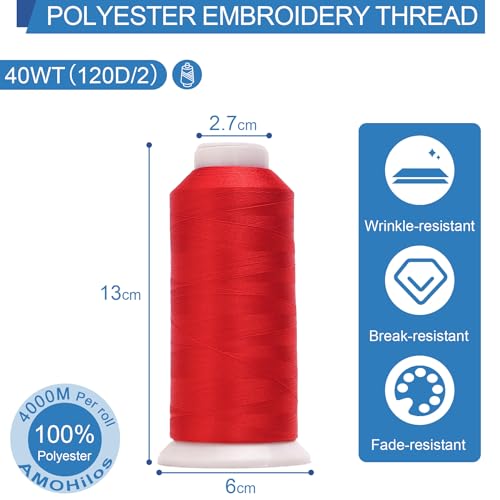 Image of High Tenacity Polyester Embroidery Machine Thread 40WT(120D /2) 4000M Per Spool for Commercial and Domestic Embroidery Machine (Cinnamon Candy-1637)