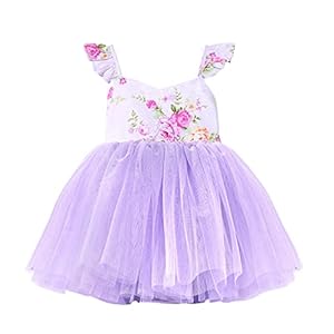 Flofallzique Toddler Tutu Dress Summer Floral Birthday Tea Party Infant Baby Girls Dresses for 0-8 Y