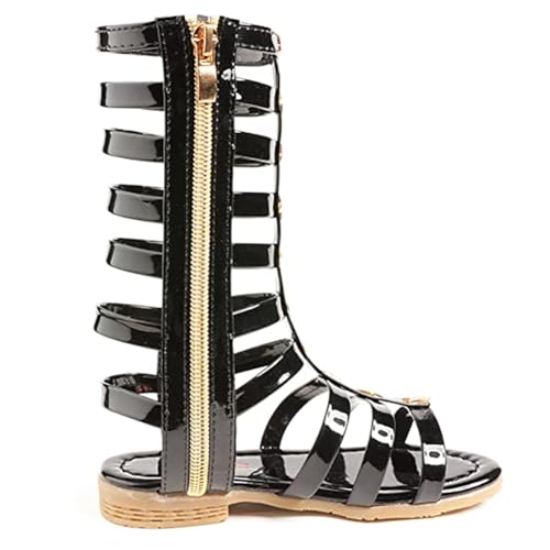 Image of Skeblo Girls Rivet Gladiator Sandals Summer Princess Dress Strappy Flats Zip Up Boots Shoes