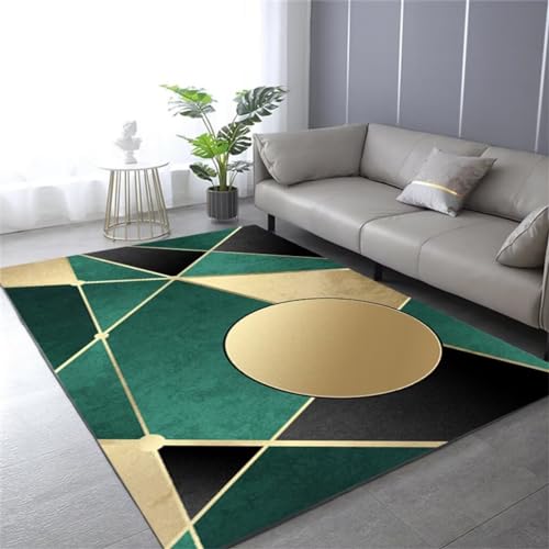 Tapis vert 60x110 cm géométrique moderne pour salon et chambre