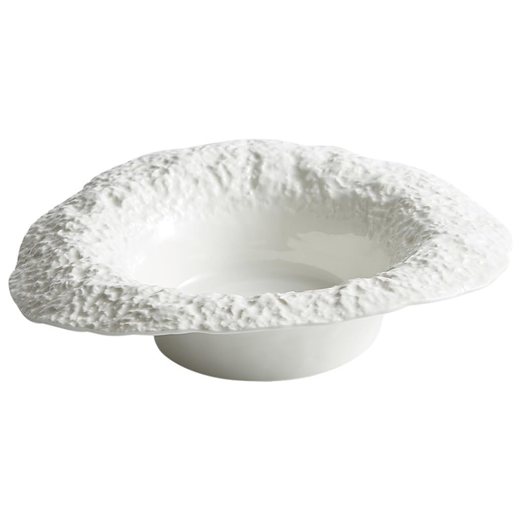 TEmkin Imitation Rock Grain Ceramic Hat Bowl Pasta Plate White Salad Home Deep Soup