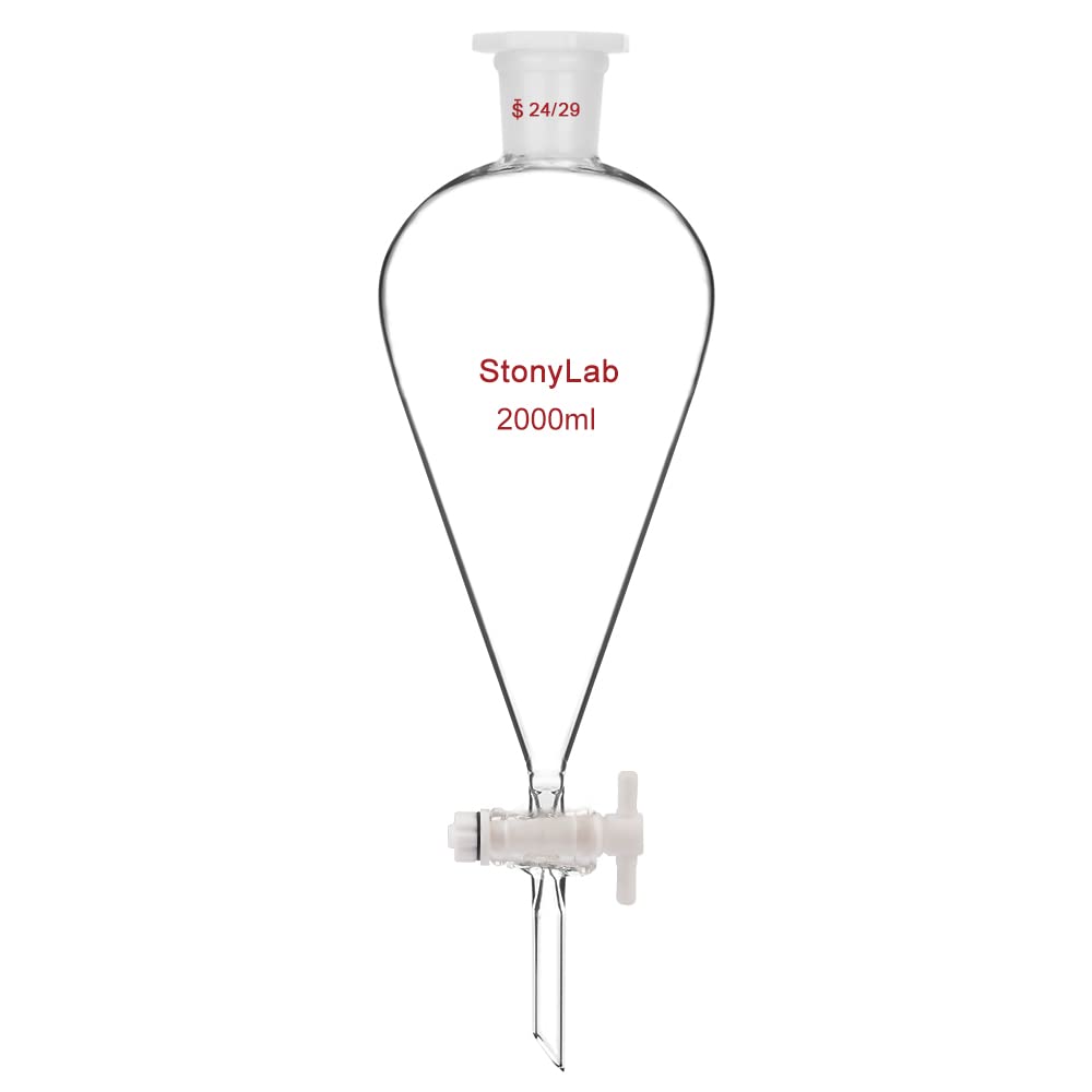 stonylab Borosilicate Glass 500 ml Heavy Wall Conical Separatory Funnel with 24/29 Joints and PTFE Stopcock, 500 ml — Amazon image 10