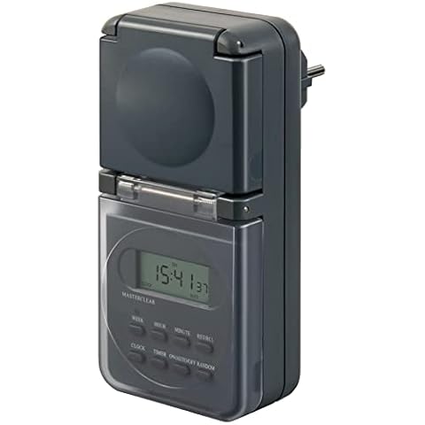 Brennenstuhl Digitale Wochenzeitschaltuhr IP44, digitale Timer-Steckdose (Wochen-Zeitschaltuhr für den Außenbereich, mit erhöhtem Berührungsschutz) anthrazit Cover