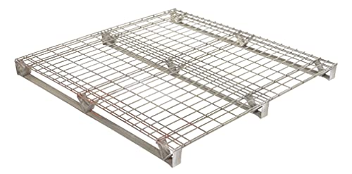Vestil Wmp-4848 Galvanized Steel Welded Wire Pallet, 4 Way Access, 2500 Lb. Uniform Fork Capacity, 4000 Lb. Uniform Floor Capacity, 48" Length X 48" Height X 4" Width, Gray #TOP2