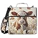 Boccsty Brown White Cow Animal Zipper Binder 3 Ring Binders Expanding File Folder Multi-Pocket Zipper Binder Organizer for School Shoulder Strap and Handle