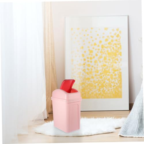 Caneca de basura plástica con tapa basculante rosa miniatura 7