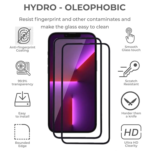 Image of Tempered Glass Screen Protector for iPhone 13 Pro Max /iPhone 14 Plus (6.7 Inch) | Pack of 2 | 9H Hardness | Edge-to-Edge Full Coverage | Scratch Resistant | HD Clear | Bubble-Free
