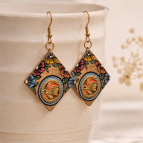 Image of Handcrafted Tribal Wooden Earrings Collection for Women - Butterfly, Princess & Modern Geometric Statement Designs