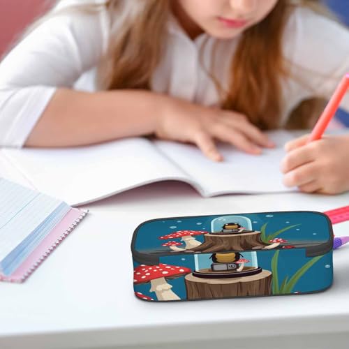Image of Mushrooms Pencil Bag Cockroach Glass Jar Raining Green Grass Big Capacity Pencil Case Pencil Pouch Pen Bag School Students Boy Girl