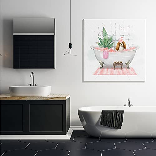 Image of 'Chic Cocker Spaniel Puppy in Pink Bubble Bath'| Canvas Art | Stupell Industries | 36 x 36 Inches, Easy to Hang and Sturdy, Made in USA, by Ziwei Li
