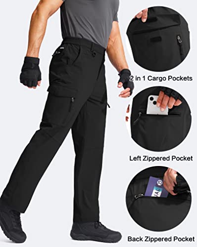 G Gradual Men's Hiking Cargo Pants Water Resistant Quick Dry Lightweight Outdoor Tactical Pants For Men With Multi Pocket (Black, M) #TOP1