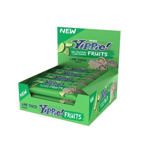 WEIDER Yippie! Fruits Protein Bar, Lime Tarte, 12 Piezas á 45 g, Snack Proteico Afrutado