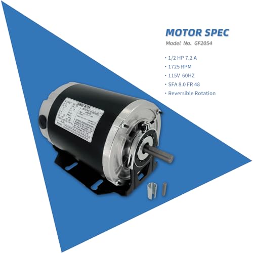 GF2054 1/2HP Electric Motor 115V 1725RPM 60Hz 48FR Belt Drive Blower Motor - Image 3
