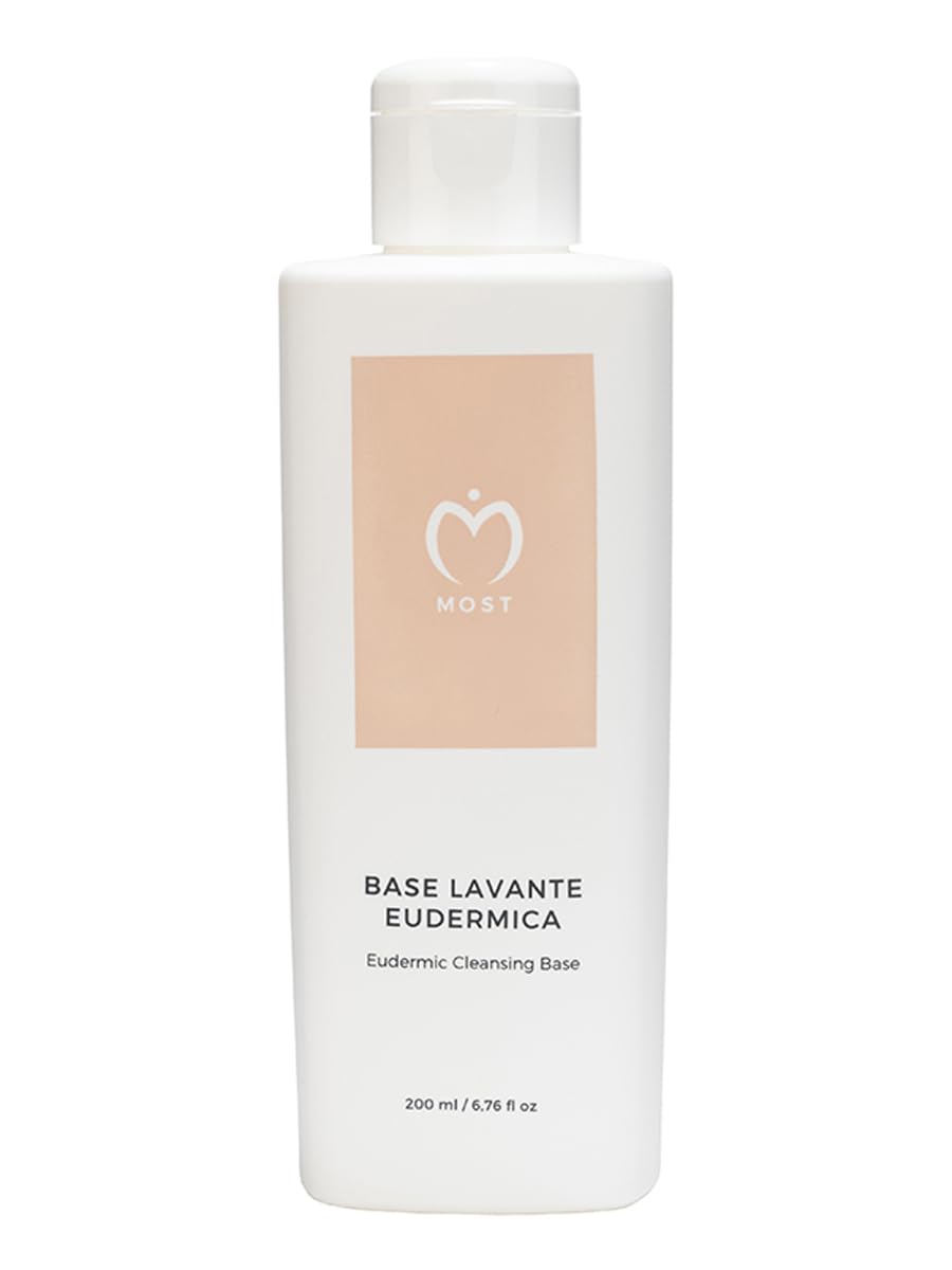 MOST - Base Lavante Eudermica, Detergente Senza Schiuma Viso, Corpo e Intimo Neonato e Adulto con Tensioattivi Delicati - Sapone Intimo Corpo Bambini e Adulti in Crema Idratante Pelle Sensibile, 200ml