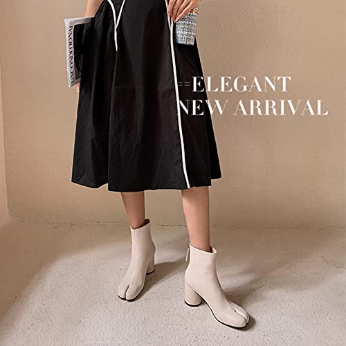 Ltlwsh Autumn And Winter Women's Thick Heel Split Toe Booties, High-Heel Martin Boots, Simple Nude Boots And Ankle Boots,Black,4.5 #TOP4