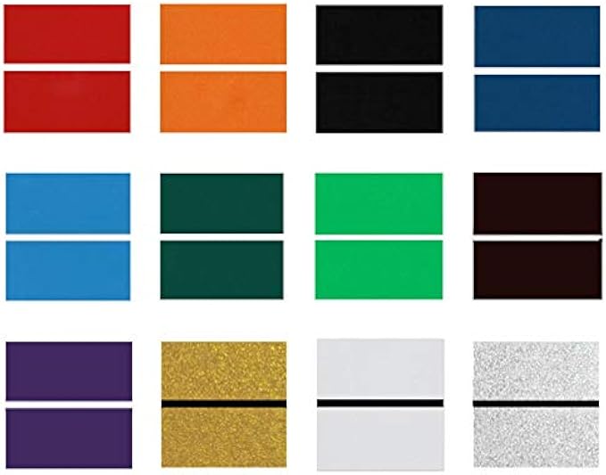XLNT TECH Engraved Two-Tone Sheets (17.5" x 27.5" x 101.6", 12 Pieces and 12 Colors) for Interior Signs, Emblems.