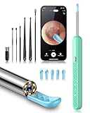 Loyker Ear Wax Removal Tool Camera, Ear Cleaner with 1080P Camera, Earwax Removal Cleaning Kit with 6 Ear Pick, Otoscope for iPhone, iPad, Android Phones, Green