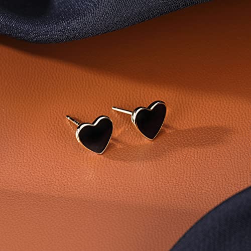 SLUYNZ Solid 925 Sterling Silver Black Heart Earrings Studs for Women Teens 8MM Heart Studs Earrings4