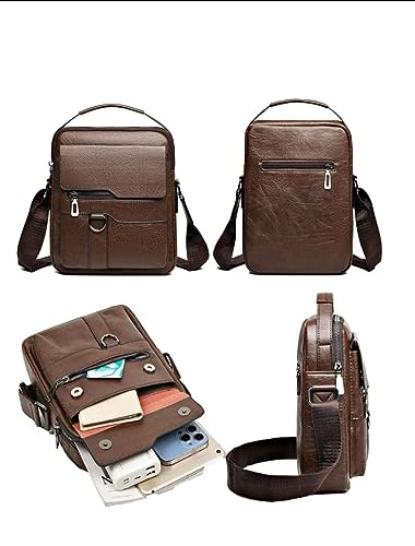 Shoulder Bag Pochete Necessaire Mini Bolsa Transversal Tiracolo Couro Masculino Feminina (Marrom)