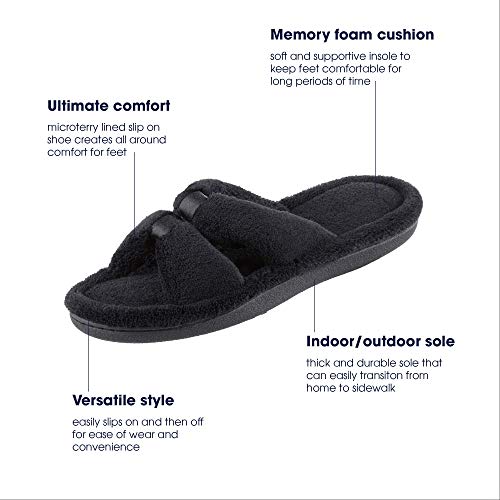 Image of isotoner Women's Signature X-Slide Slipper, Satin Trim with Memory Foam