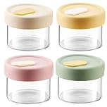 MEETOZ 4 Pack 8.5oz Glass Overnight Oats Jars with Lids, Storage Jars with Silicone Lids, High Borosilicate Glass Airtight Canister for Kitchen Storage, for Overnight Oats,Canning,Sauce (240ML)